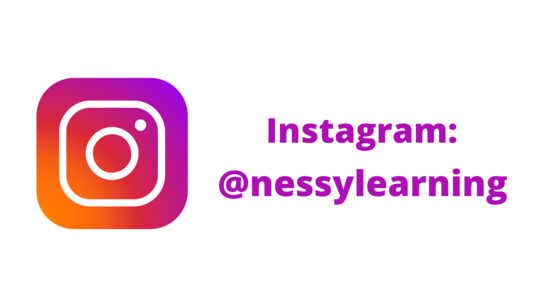 Instagram logo that reads ‘Instagram: @nessylearning’ to the right.