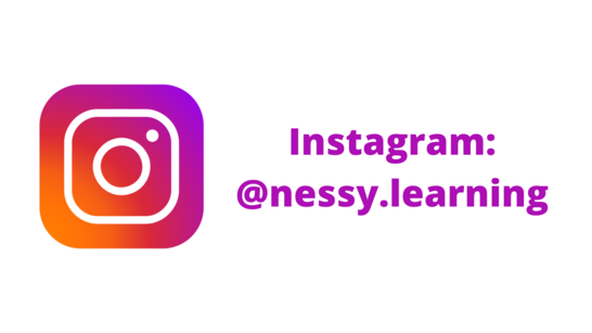 Instagram logo that reads ‘Instagram: @nessy.learning’ to the right.
