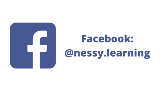 Facebook logo that reads ‘Facebook: @nessy.learning’ to the right.